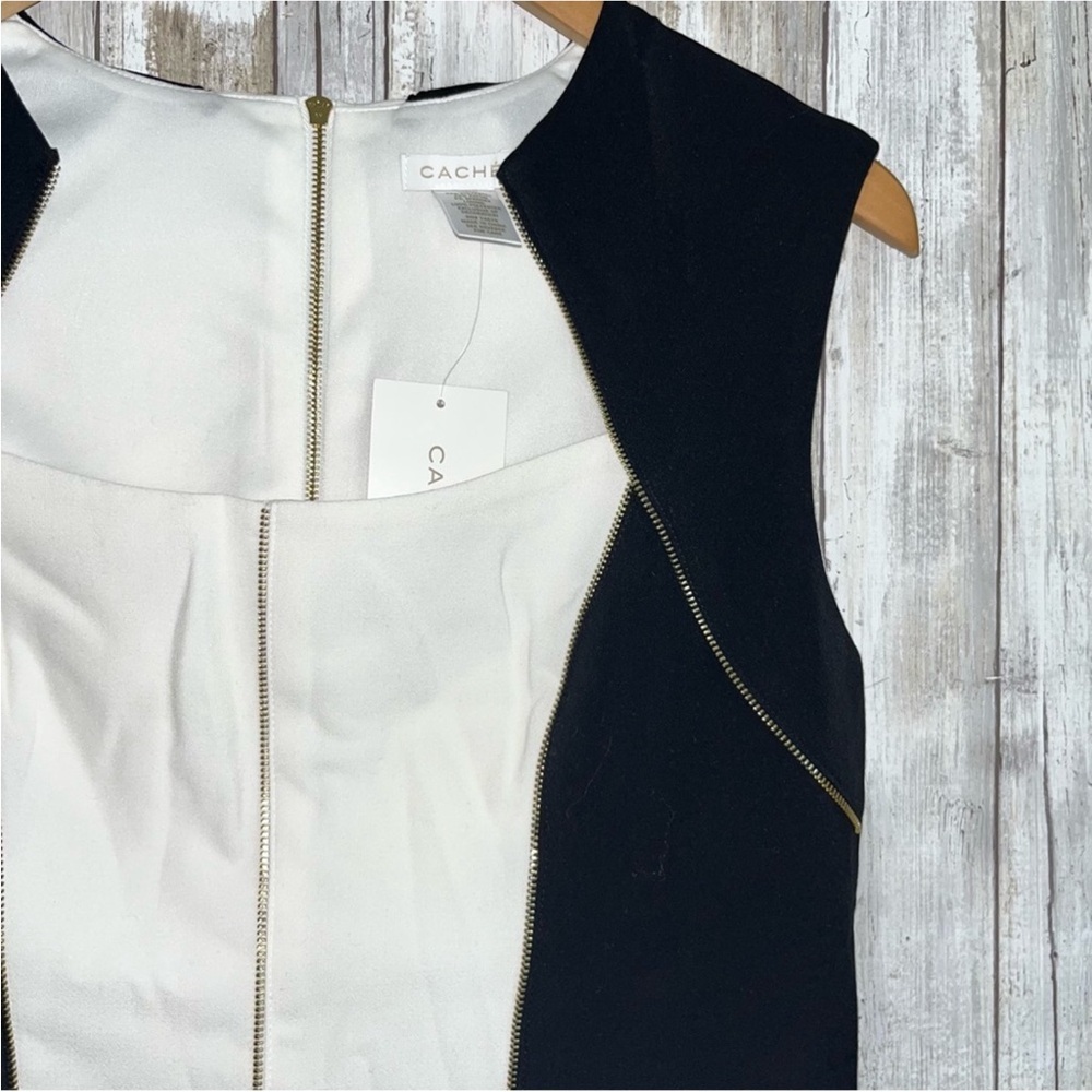NWT Cache Black & White Full Zip Cocktail Dress - Picture 2 of 6
